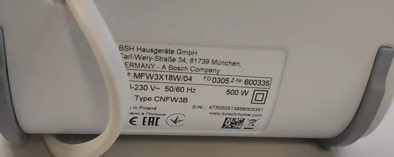 MASZYNKA DO MIELENIA BOSCH MFW3X18W