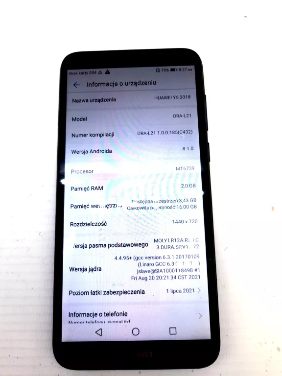TELEFON HUAWEI Y5 2018 SAM (BLOKADA RODZICIELSKA)