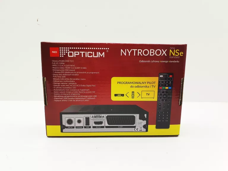 TUNER DEKODER HYBRYDOWY DVB-T2 DVB-C H.265 OPTICUM TV FULL HD USB EPG