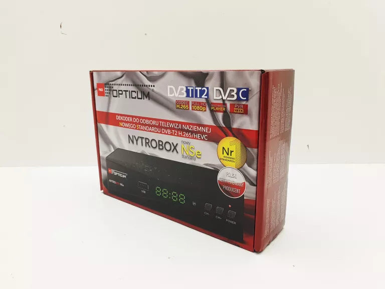 TUNER DEKODER HYBRYDOWY DVB-T2 DVB-C H.265 OPTICUM TV FULL HD USB EPG