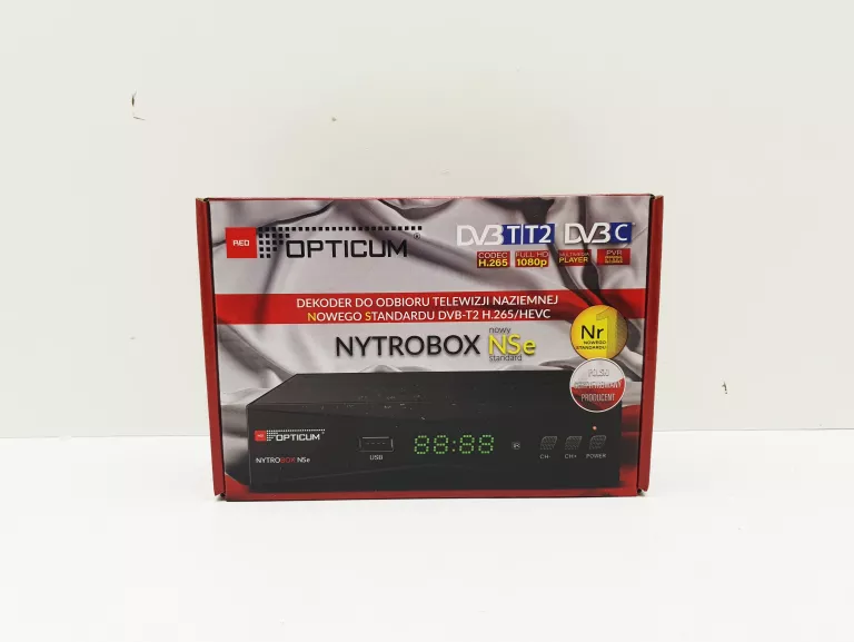 TUNER DEKODER HYBRYDOWY DVB-T2 DVB-C H.265 OPTICUM TV FULL HD USB EPG