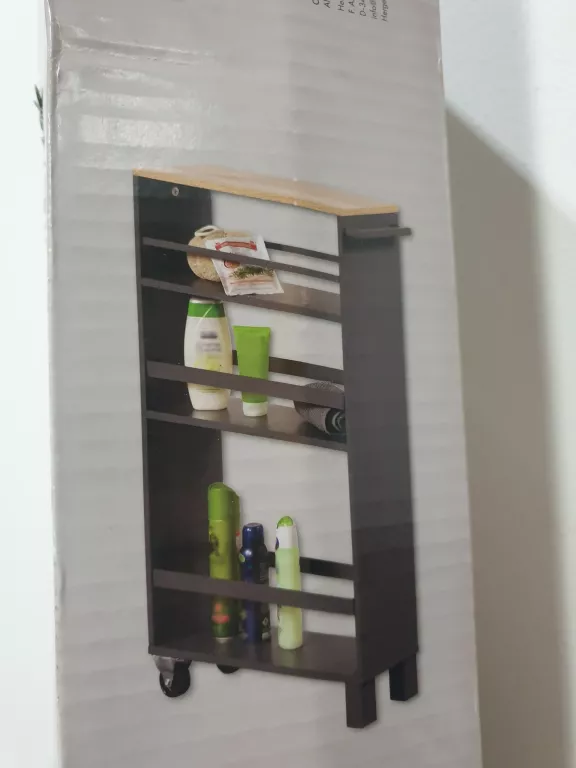 REGAŁ KUCHENNY WĄSKI TRZYPOZIOMOWY GRAFITOWY WÓZEK NISZOWY