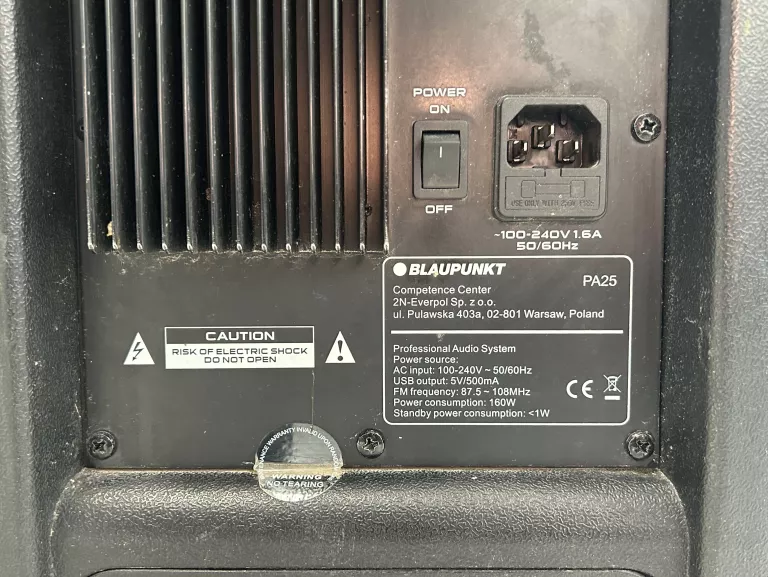 GŁOŚNIK PRZENOŚNY BLAUPUNKT PA25 1900 W BLUETOOTH
