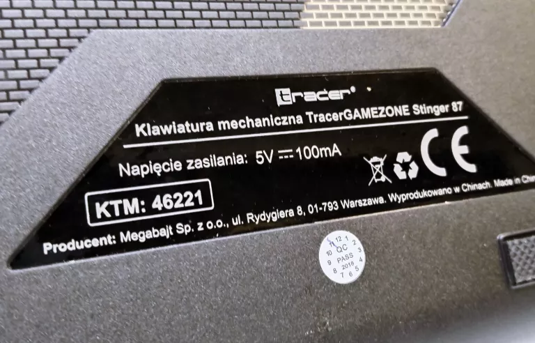 KLAWIATURA MECHANICZNA TRACER GAMEZONE STINGER 87