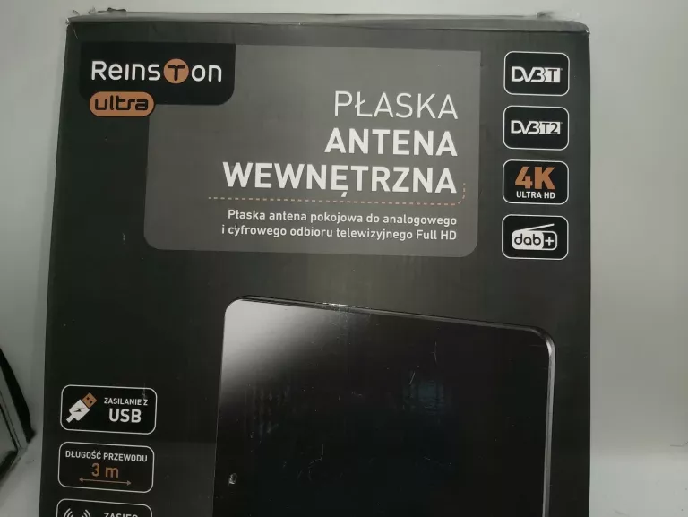 ANTENA WEWNĘTRZNA REINSTON ULTRA PŁASKA DVB-T2 EAN004 KOMPLET