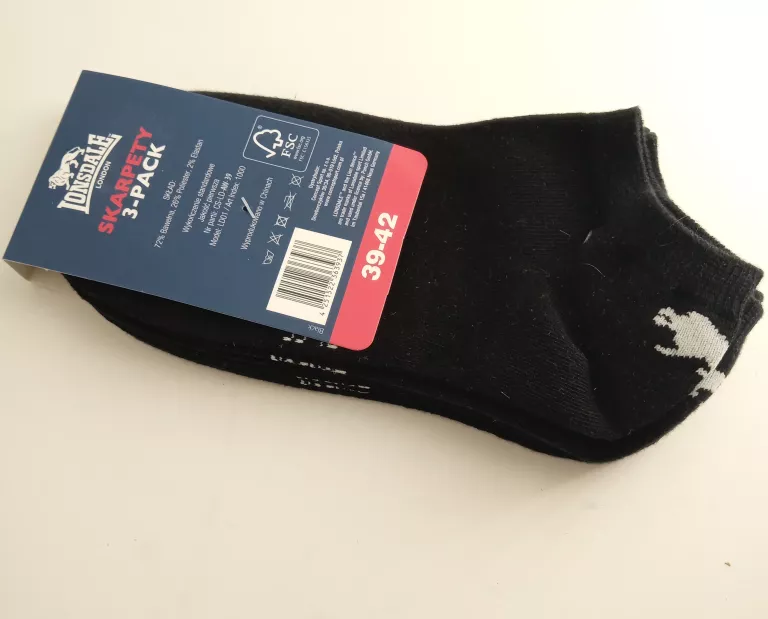 SKARPETKI LONSDALE LD01 CZARNY ROZMIAR 39-42