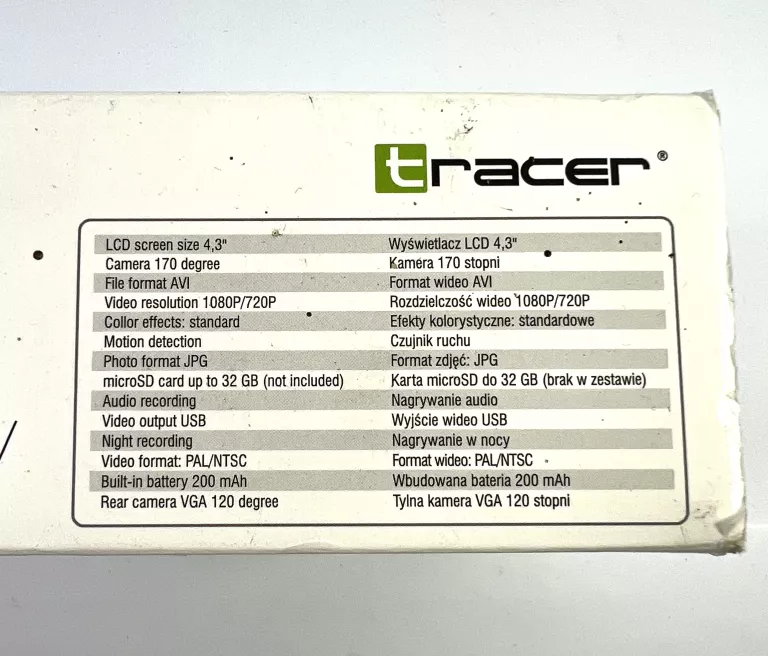 TRACER KAMERA SAMOCHODOWA + COFANIA CAR BLACK BOX MOBIMIRROR FHD