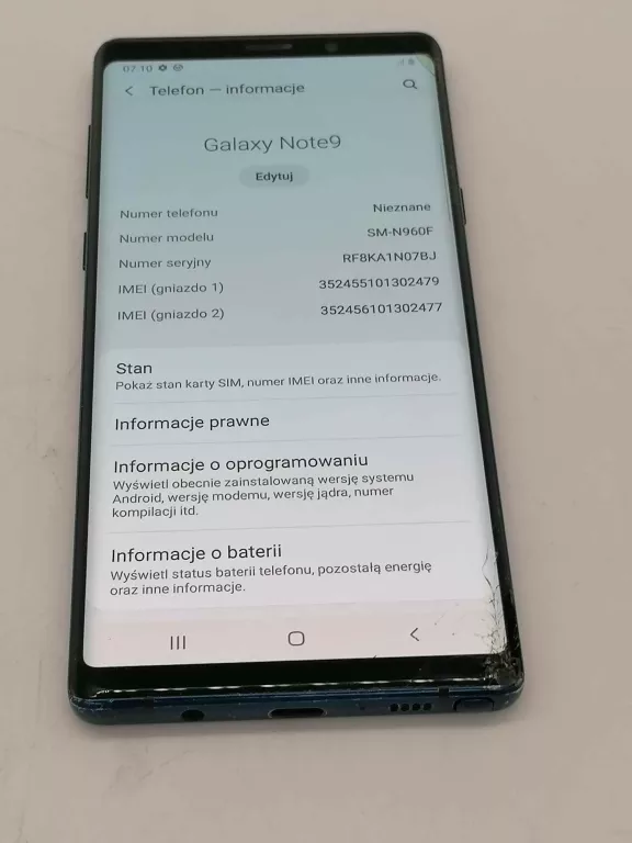 TELEFON SAMSUNG GALAXY NOTE 9 128/6GB KOMPLET