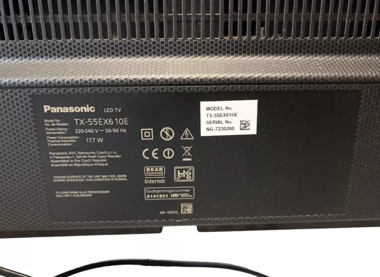 TELEWIZOR PANASONIC TX-55EX610E - 55" - 4K UHD - SMART - WIFI - 177W - 60H