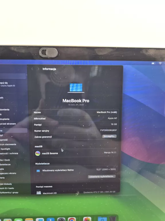 LAPTOP MACBOOK PRO 13 M1 (2020) 13,3 " APPLE M 16 GB / 512 GB