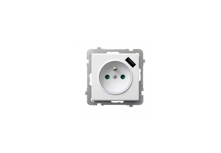 SONATA OSPEL GNIAZDO Z UZIEMIENIEM ŁADOWARKA USB BIAŁE GP-1RZPUSB/M/00