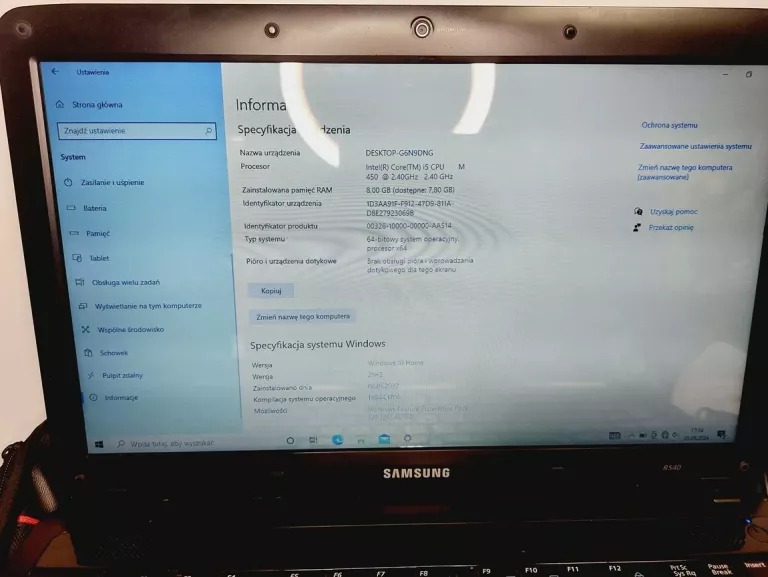LAPTOP SAMSUNG R540 8GB/120GB/INTEL CORE I5 ZASILACZ TORBA