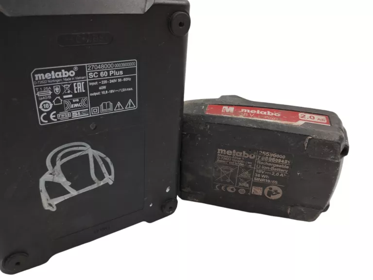 ŁADOWARKA METABO SC 60 PLUS + AKUMULATOR METABO 2.0AH 18V