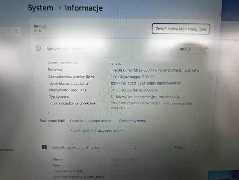 LAPTOP LENOVO IDEAPAD 330-15ICH /I5/8GB/3TB/GTX1050 + ŁADOWARKA