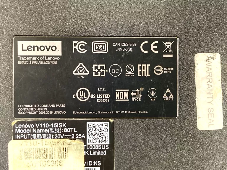 LAPTOP LENOVO V110-15ISK 80TL