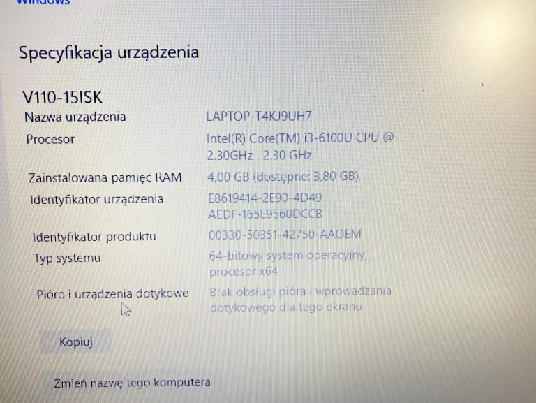 LAPTOP LENOVO V110-15ISK 80TL