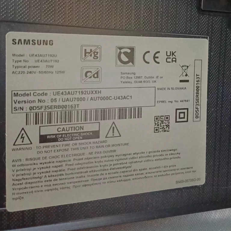 TELEWIZOR SAMSUNG UE43AU7192U 43" 4K