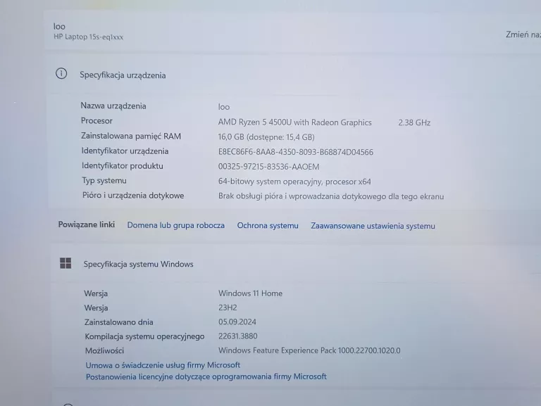 LAPTOP HP 15S-EQ1123 16/500GB RYZEN 5