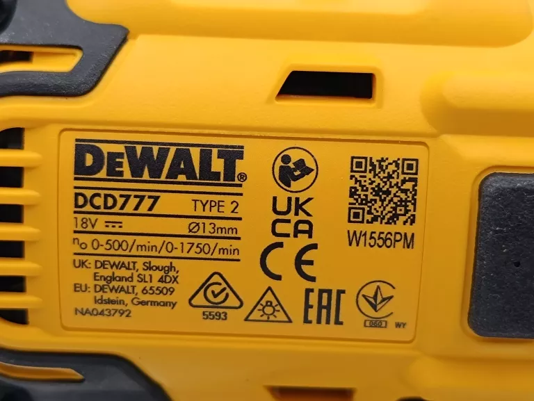 WIERTARKO-WKRĘTARKA DEWALT DCD777 18V 340W + AKU 1,5AH + ŁADOWARKA+WALIZKA