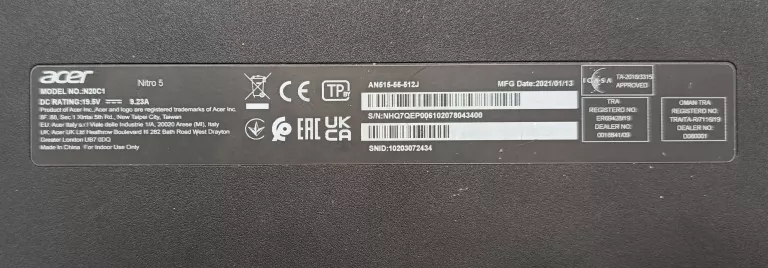 LAPTOP ACER N20C1 INTEL CORE I5 1030H 16GB/1000GB
