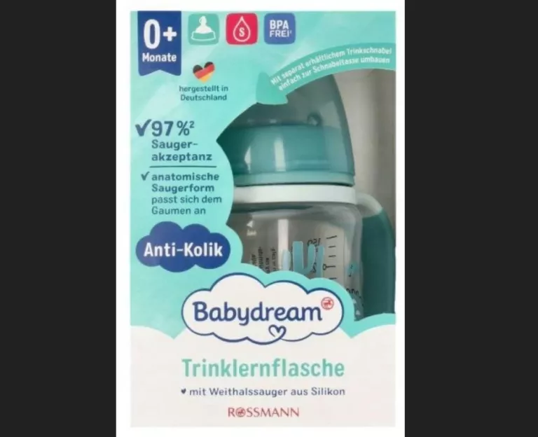 BABYDREAM BUTELKA Z SILIKONOWYM ANATOMICZNYM SMOCZKIEM S 0M+ 150ML