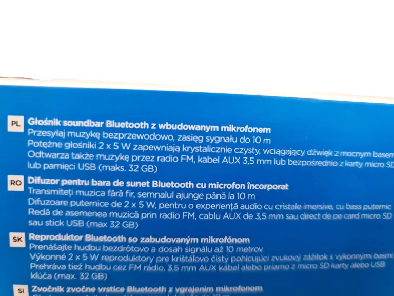 GŁOŚNIK SOUNDBAR BT Z WBUDOWANYM MIKROFONEM CZARNY