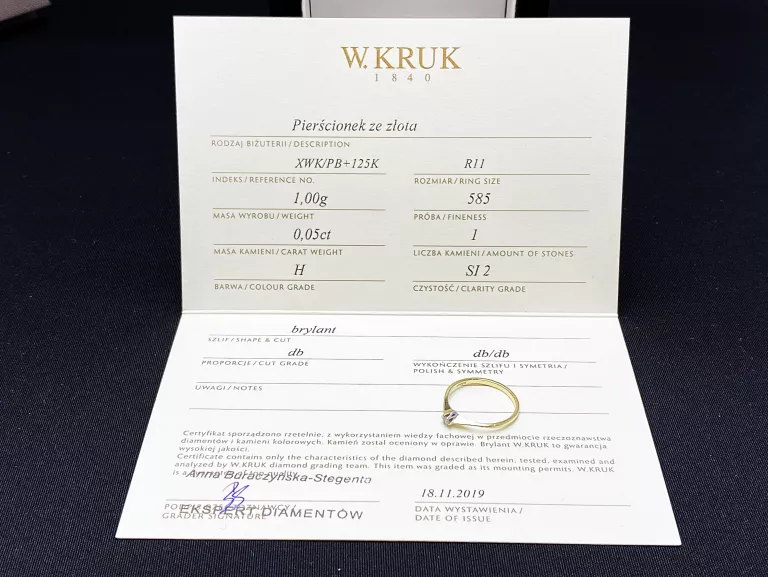 ZŁOTY  PIERŚCIONEK  585 1,00G  BRYLANT