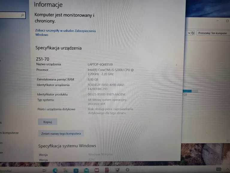 LAPTOP LENOVO Z51-70 I5-5200U 8GB RAM 1TB HDD OPIS