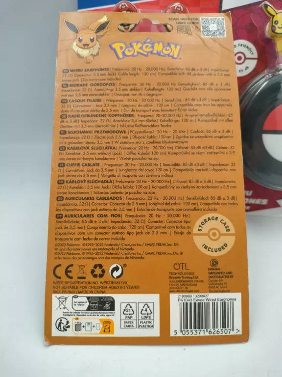 SŁUCHAWKI DOUSZNE PRZEWODOWE DLA DZIECI POKEMON LUB MARIO RÓŻNE RODZAJE
