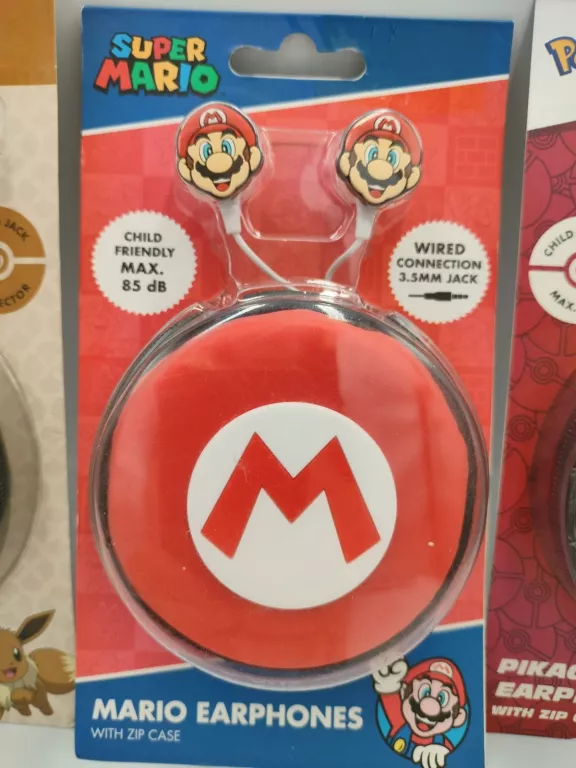 SŁUCHAWKI DOUSZNE PRZEWODOWE DLA DZIECI POKEMON LUB MARIO RÓŻNE RODZAJE