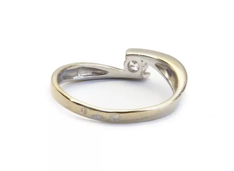 ZŁOTY PIERŚCIONEK 585 BIAŁE ZŁOTO BRYLANT 0,16CT R14