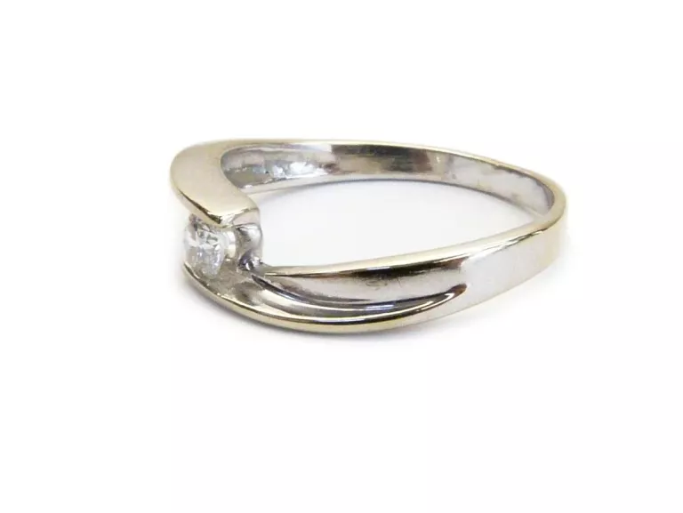 ZŁOTY PIERŚCIONEK 585 BIAŁE ZŁOTO BRYLANT 0,16CT R14