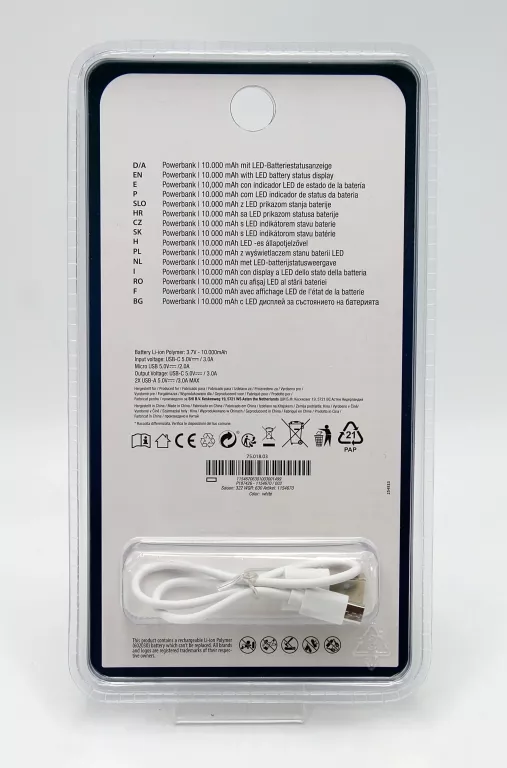 POWERBANK TEDI 1154670 BIAŁY 10000MAH