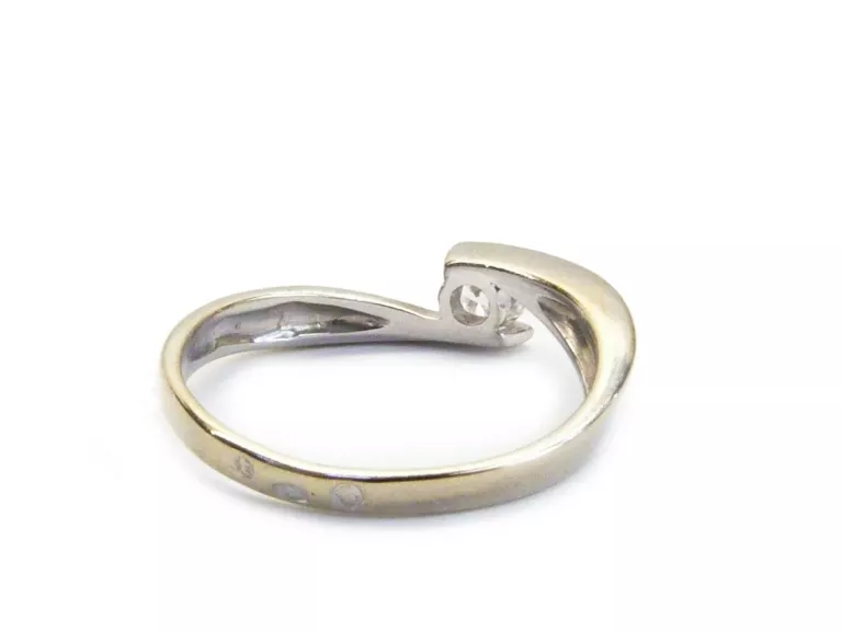 ZŁOTY PIERŚCIONEK 585 BIAŁE ZŁOTO BRYLANT 0,16CT R14