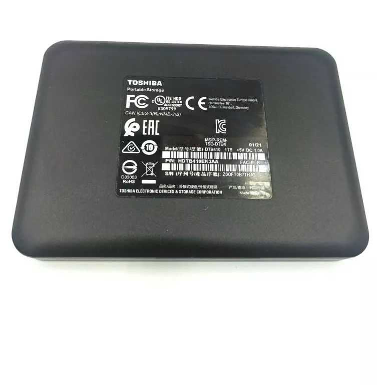 DYSK ZEWNĘTRZNY TOSHIBA CANVIO BASICS DTB410 1T KOMPLET