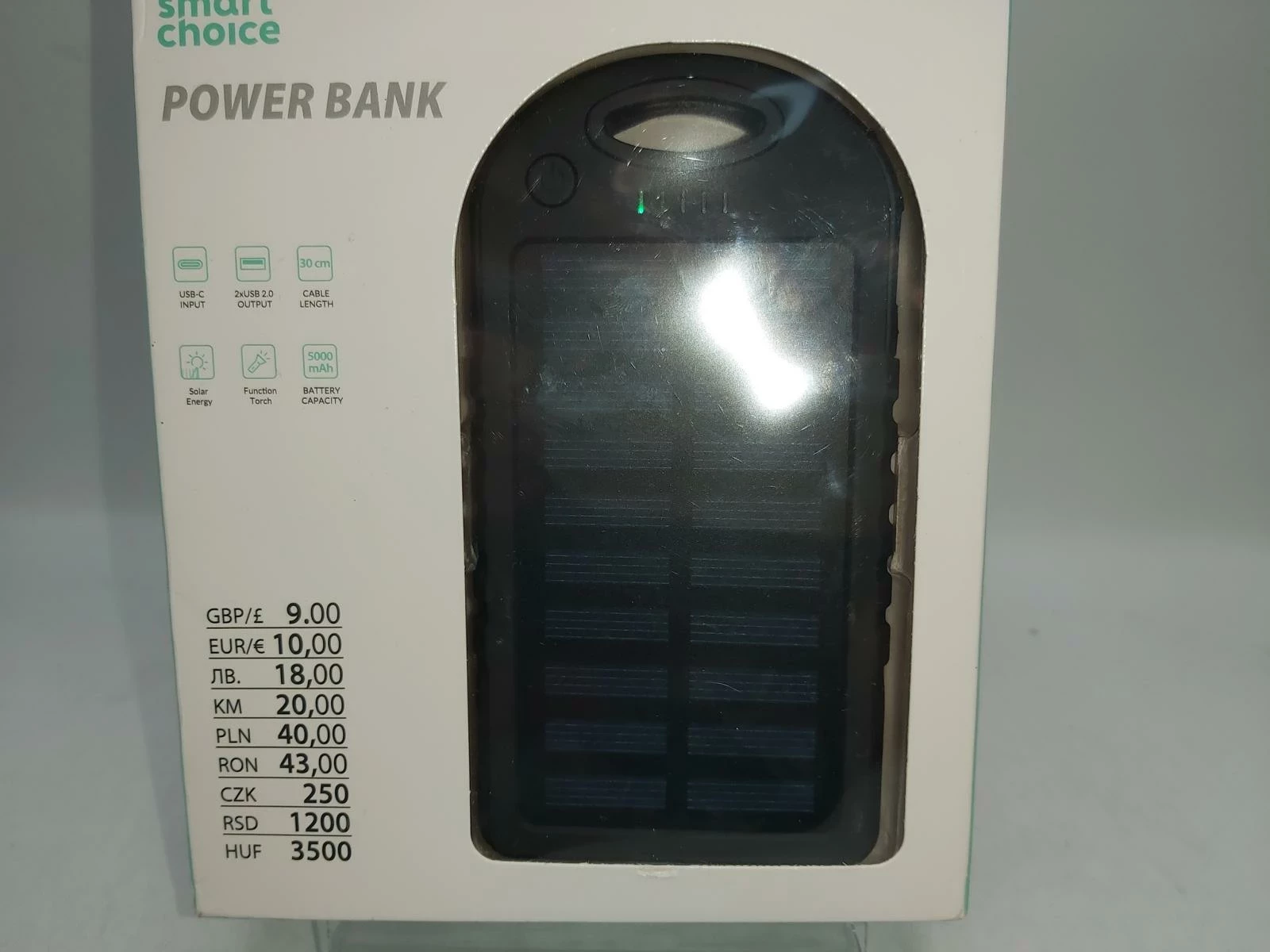powerbank-solarny-smart-choice-5000-mah-czarny-komplet-stan-uzywany