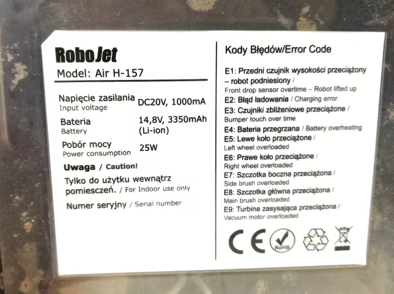 ODKURZACZ AUTOMATYCZNY ROBOJET AIR AH-157