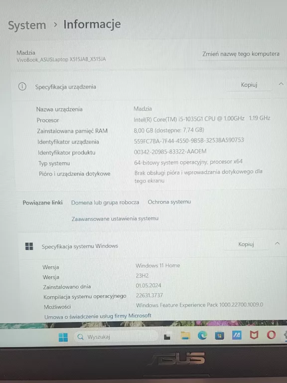 LAPTOP ASUS X515J I5 8GB