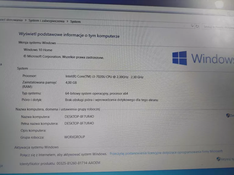LAPTOP HP 15-DA0001NW INTEL CORE I3-7020U/4GBRAM/500GB HDD