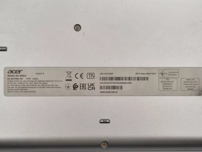 LAPTOP ACER ASPIRE 5 N20C4 INTEL I5-1135G7 8GB 512GB SSD