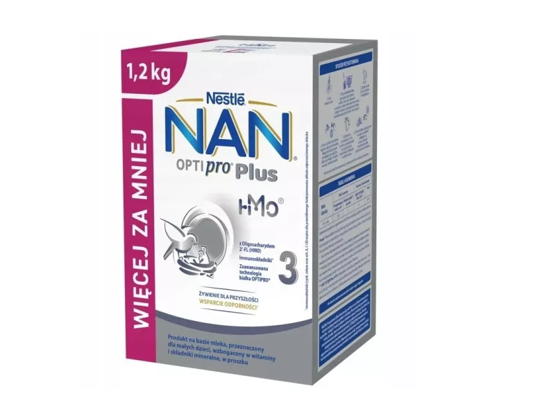 NESTLE NAN OPTIPRO 3 PLUS MLEKO MODYFIKOWANE NASTĘPNE DLA DZIECI HMO 1,2KG