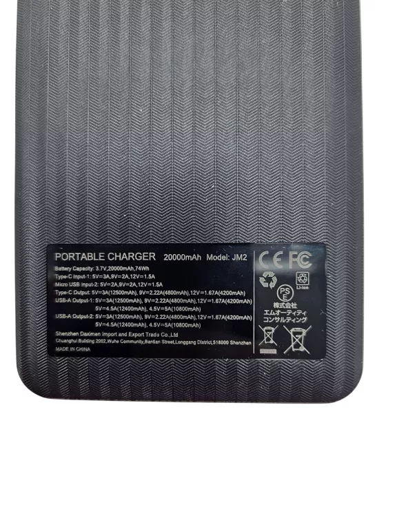 POWERBANK JM2 20000 MAH CZARNY