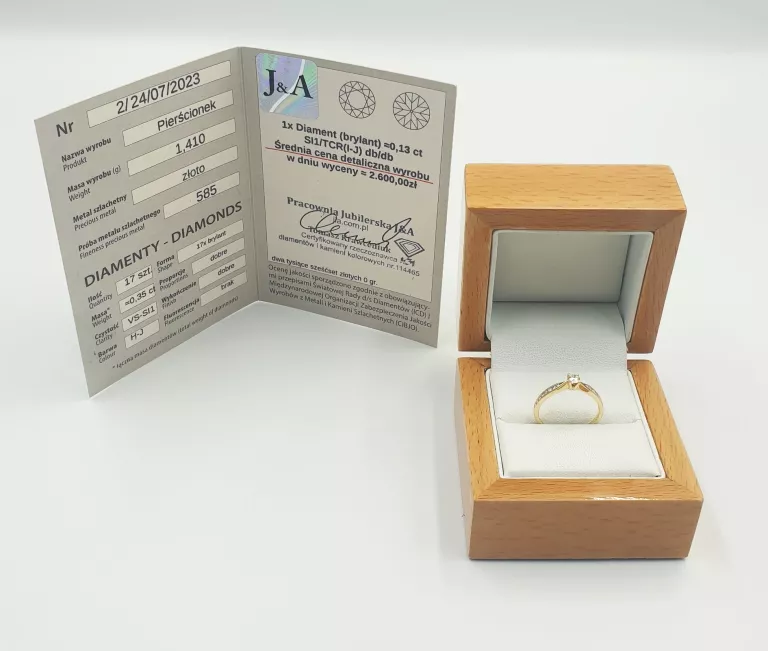 ZŁOTY PIERŚCIONEK Z DIAMENTAMI 1,41GR, P.585
