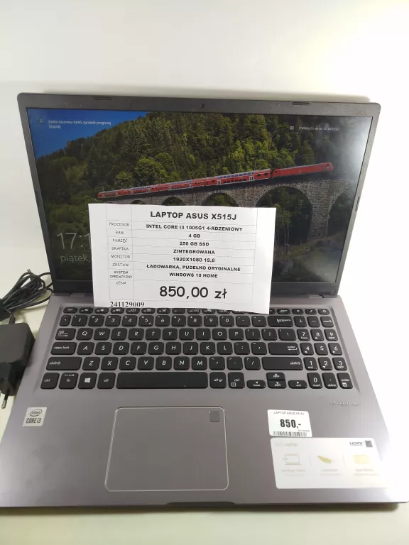 LAPTOP ASUS X515J I3/4GB/256GB + PUDEŁKO+ŁADOWARKA