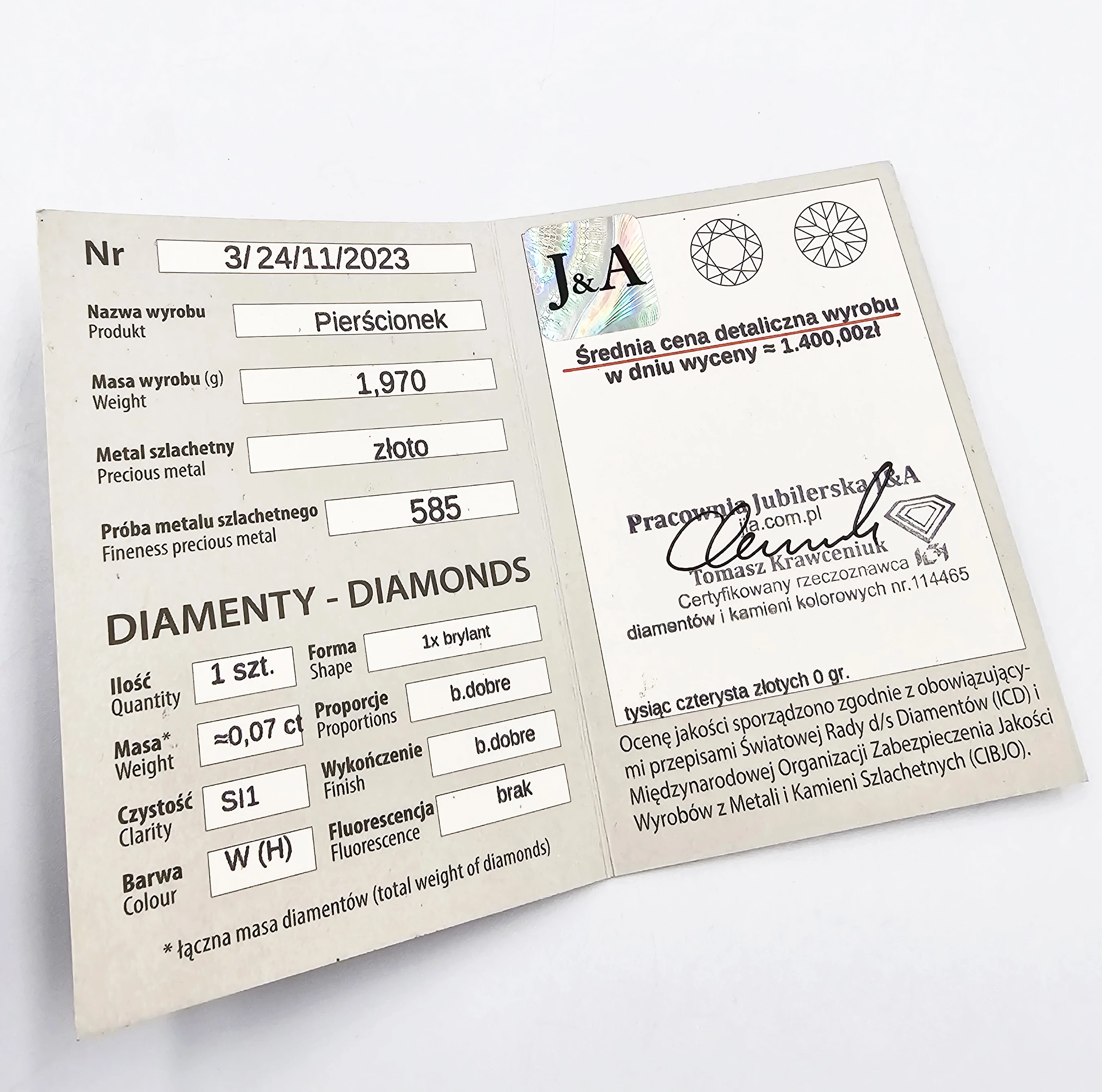 zloty-pierscionek-z-brylantem-197gr-p585-certyfikat-waga-197