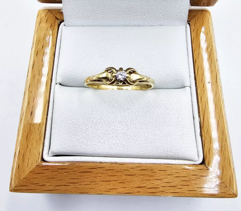 ZŁOTY PIERŚCIONEK Z BRYLANTEM 1,97GR, P.585 + CERTYFIKAT