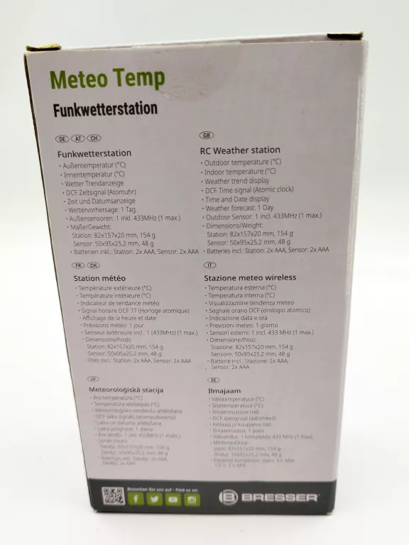STACJA POGODOWA BRESSER METEO TEMP Z SYGNAŁEM RADIOWYM DCF