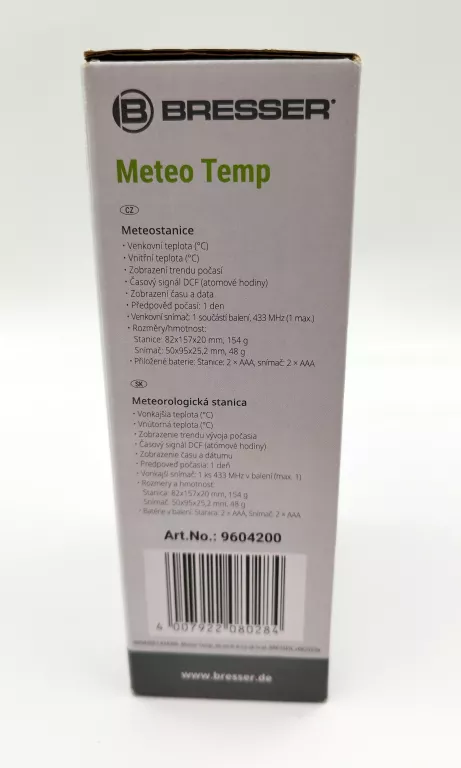 STACJA POGODOWA BRESSER METEO TEMP Z SYGNAŁEM RADIOWYM DCF