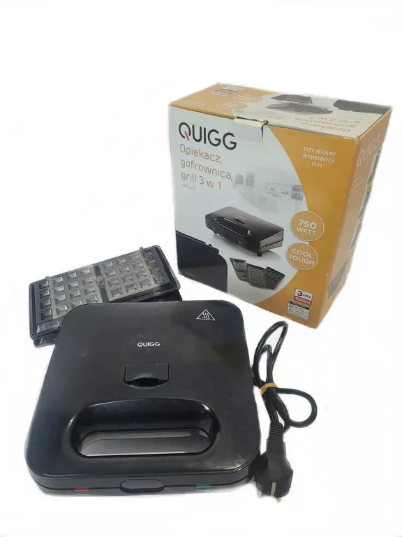 QUIGG 3W1 GOFROWNICA GRILL OPIEKACZ ZESTAW