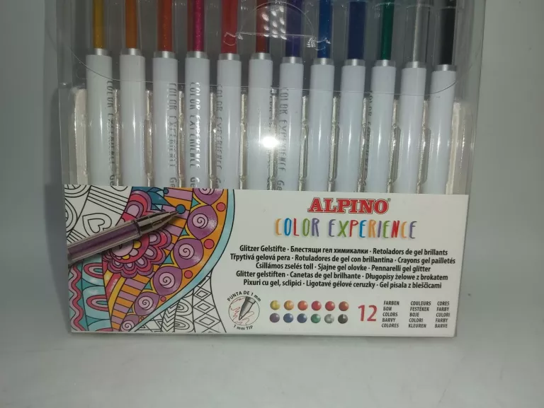 DŁUGOPISY ŻELOWE Z BROKATEM ALPINO COLOR EXPERIENCE 12 SZT